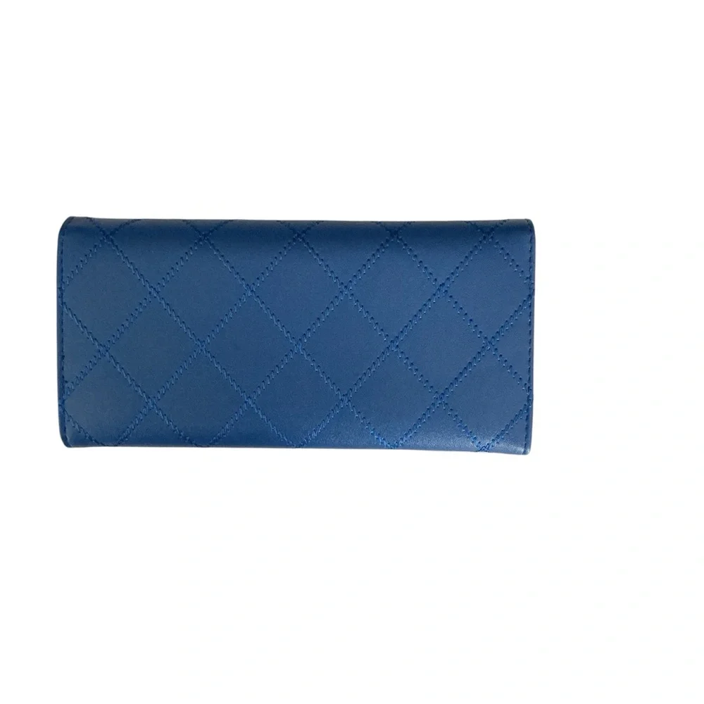 Blue Quilted Crown Accent Women's Wallet - Picture 2 of 5